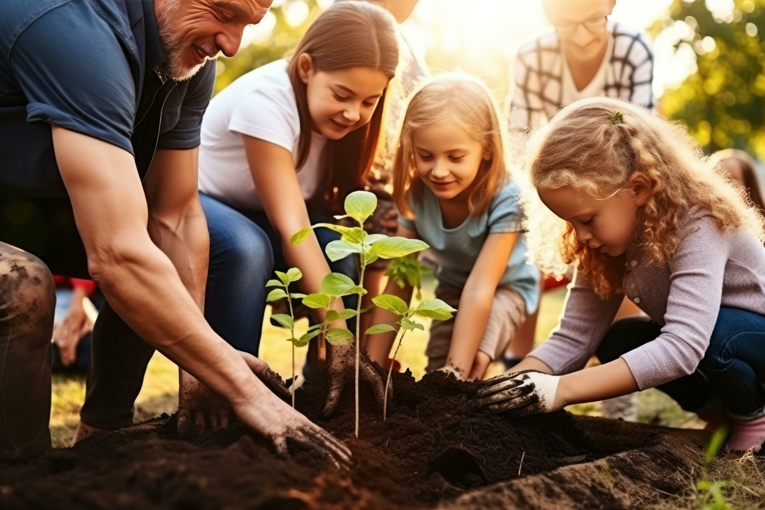 family-planting-tree-in-garden-free-photo